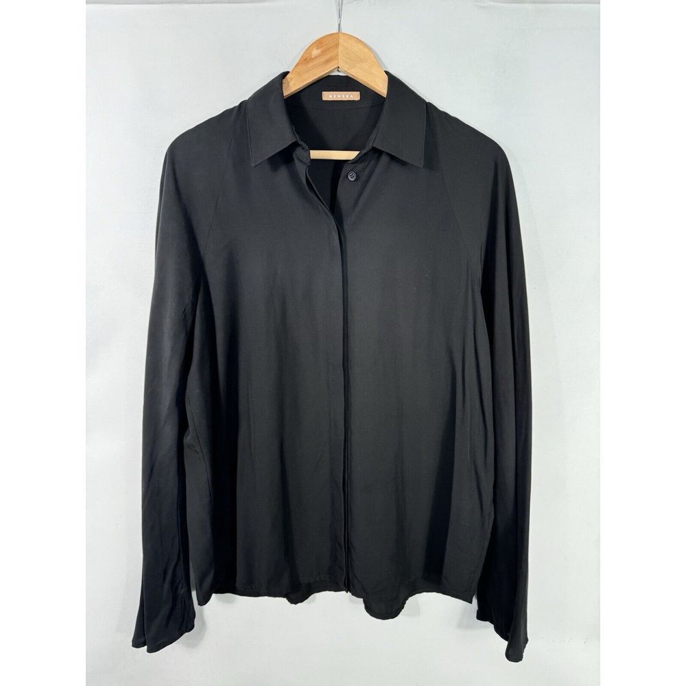 Nehera Women's Size 38 Black Micro‎ Modal Button Down Shirt